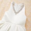 Flower Girl Dresses | Ball-Gown/Princess V-Neck Asymmetrical Satin Flower Girl Dress Ivory – Girls