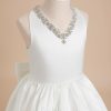 Flower Girl Dresses | Ball-Gown/Princess V-Neck Asymmetrical Satin Flower Girl Dress Ivory – Girls