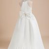 Flower Girl Dresses | Ball-Gown/Princess V-Neck Asymmetrical Satin Flower Girl Dress Ivory – Girls