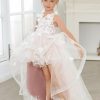 Flower Girl Dresses | Ball-Gown/Princess V-Neck Asymmetrical Tulle Flower Girl Dress Dusty Rose – Girls