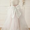 Flower Girl Dresses | Ball-Gown/Princess V-Neck Asymmetrical Tulle Flower Girl Dress Dusty Rose – Girls