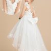 Flower Girl Dresses | Ball-Gown/Princess V-Neck Asymmetrical Tulle Flower Girl Dress Ivory – Girls