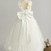 Flower Girl Dresses | Ball-Gown/Princess V-Neck Asymmetrical Tulle Flower Girl Dress Ivory – Girls