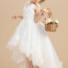 Flower Girl Dresses | Ball-Gown/Princess V-Neck Asymmetrical Tulle Flower Girl Dress Ivory – Girls