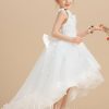 Flower Girl Dresses | Ball-Gown/Princess V-Neck Asymmetrical Tulle Flower Girl Dress Ivory – Girls