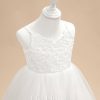 Flower Girl Dresses | Ball-Gown/Princess V-Neck Floor-Length Lace/Tulle Flower Girl Dress Ivory – Girls