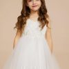 Flower Girl Dresses | Ball-Gown/Princess V-Neck Floor-Length Lace/Tulle Flower Girl Dress Ivory – Girls