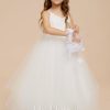 Flower Girl Dresses | Ball-Gown/Princess V-Neck Floor-Length Lace/Tulle Flower Girl Dress Ivory – Girls