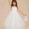 Flower Girl Dresses | Ball-Gown/Princess V-Neck Floor-Length Lace/Tulle Flower Girl Dress Ivory – Girls