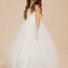 Flower Girl Dresses | Ball-Gown/Princess V-Neck Floor-Length Lace/Tulle Flower Girl Dress Ivory – Girls