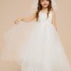 Flower Girl Dresses | Ball-Gown/Princess V-Neck Floor-Length Lace/Tulle Flower Girl Dress Ivory – Girls