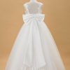 Flower Girl Dresses | Ball-Gown/Princess V-Neck Floor-Length Lace/Tulle Flower Girl Dress Ivory – Girls