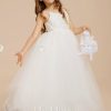 Flower Girl Dresses | Ball-Gown/Princess V-Neck Floor-Length Lace/Tulle Flower Girl Dress Ivory – Girls