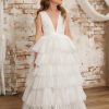 Flower Girl Dresses | Ball-Gown/Princess V-Neck Floor-Length Tulle Flower Girl Dress Ivory – Girls