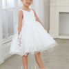 Flower Girl Dresses | Ball-Gown/Princess V-Neck Knee-Length Tulle Flower Girl Dress Ivory – Girls