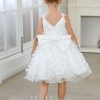 Flower Girl Dresses | Ball-Gown/Princess V-Neck Knee-Length Tulle Flower Girl Dress Ivory – Girls