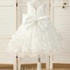 Flower Girl Dresses | Ball-Gown/Princess V-Neck Knee-Length Tulle Flower Girl Dress Ivory – Girls