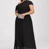 Formal & Evening | A-line Asymmetrical Floor-Length Chiffon Evening Dress With Pleated Black – Womens