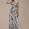 Formal & Evening | A-line Boat Neck Illusion Floor-Length Lace Evening Dress As Picture – Womens