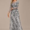 Formal & Evening | A-line Boat Neck Illusion Floor-Length Lace Evening Dress As Picture – Womens