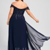 Formal & Evening | A-line Cold Shoulder Off the Shoulder Floor-Length Lace Chiffon Evening Dress With Sequins As Picture – Womens