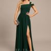 Formal & Evening | A-line Cold Shoulder One Shoulder Floor-Length Chiffon Evening Dress With Pleated As Picture – Womens