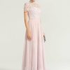 Formal & Evening | A-line High Neck Floor-Length Lace Chiffon Evening Dress As Picture – Womens