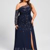 Formal & Evening | A-line Illusion Asymmetrical Floor-Length Lace Sequin Chiffon Evening Dress As Picture – Womens