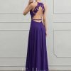 Formal & Evening | A-line Illusion Scoop Floor-Length Chiffon Evening Dress With Appliques Lace Regency – Womens