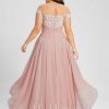 Formal & Evening | A-line Off the Shoulder Asymmetrical Lace Chiffon Evening Dress With Pleated Dusty Rose – Womens