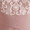 Formal & Evening | A-line Off the Shoulder Asymmetrical Lace Chiffon Evening Dress With Pleated Dusty Rose – Womens