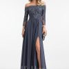 Formal & Evening | A-line Off the Shoulder Floor-Length Chiffon Lace Evening Dress With Sequins Beading Pleated Stormy – Womens