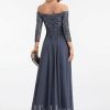 Formal & Evening | A-line Off the Shoulder Floor-Length Chiffon Lace Evening Dress With Sequins Beading Pleated Stormy – Womens