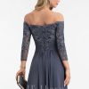 Formal & Evening | A-line Off the Shoulder Floor-Length Chiffon Lace Evening Dress With Sequins Beading Pleated Stormy – Womens