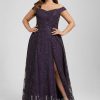 Formal & Evening | A-line Off the Shoulder Floor-Length Sequin Lace Evening Dress As Picture – Womens