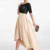 Formal & Evening | A-line Scoop Asymmetrical Satin Lace Evening Dress As Picture – Womens