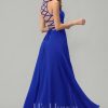 Formal & Evening | A-line Scoop Floor-Length Chiffon Evening Dress Royal Blue – Womens