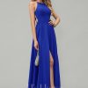 Formal & Evening | A-line Scoop Floor-Length Chiffon Evening Dress Royal Blue – Womens