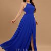 Formal & Evening | A-line Scoop Floor-Length Chiffon Evening Dress Royal Blue – Womens