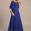 Formal & Evening | A-line Scoop Floor-Length Chiffon Evening Dress With Cascading Ruffles Beading Appliques Lace As Picture – Womens