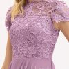 Formal & Evening | A-line Scoop Floor-Length Lace Chiffon Evening Dress Mauve – Womens