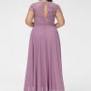 Formal & Evening | A-line Scoop Floor-Length Lace Chiffon Evening Dress Mauve – Womens