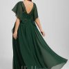 Formal & Evening | A-line Scoop Floor-Length Lace Chiffon Evening Dress With Pleated Appliques Lace Hunter Green – Womens