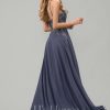 Formal & Evening | A-line Scoop Floor-Length Lace Chiffon Evening Dress With Sequins Stormy – Womens