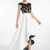 Formal & Evening | A-line Scoop Illusion Asymmetrical Satin Lace Evening Dress Ivory – Womens