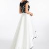 Formal & Evening | A-line Scoop Illusion Asymmetrical Satin Lace Evening Dress Ivory – Womens