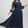 Formal & Evening | A-line Scoop Illusion Floor-Length Lace Chiffon Evening Dress As Picture – Womens