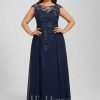 Formal & Evening | A-line Scoop Illusion Floor-Length Lace Chiffon Evening Dress With Sequins As Picture – Womens