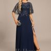 Formal & Evening | A-line Scoop Illusion Floor-Length Lace Chiffon Evening Dress With Sequins As Picture – Womens