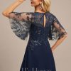 Formal & Evening | A-line Scoop Illusion Floor-Length Lace Chiffon Evening Dress With Sequins As Picture – Womens